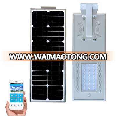 Outdoor Bluetooth App Control IP65 30W 40W 50W All In One Integrated LED Solar Street Light